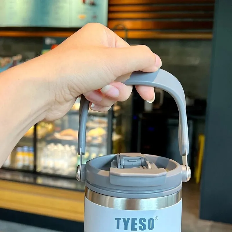 Tyeso kaffeebecher mit doppelwandiger isolierung und kälteisolierung, tragbarer eisbecher mit großem fassungsvermöGen, edelstahl
