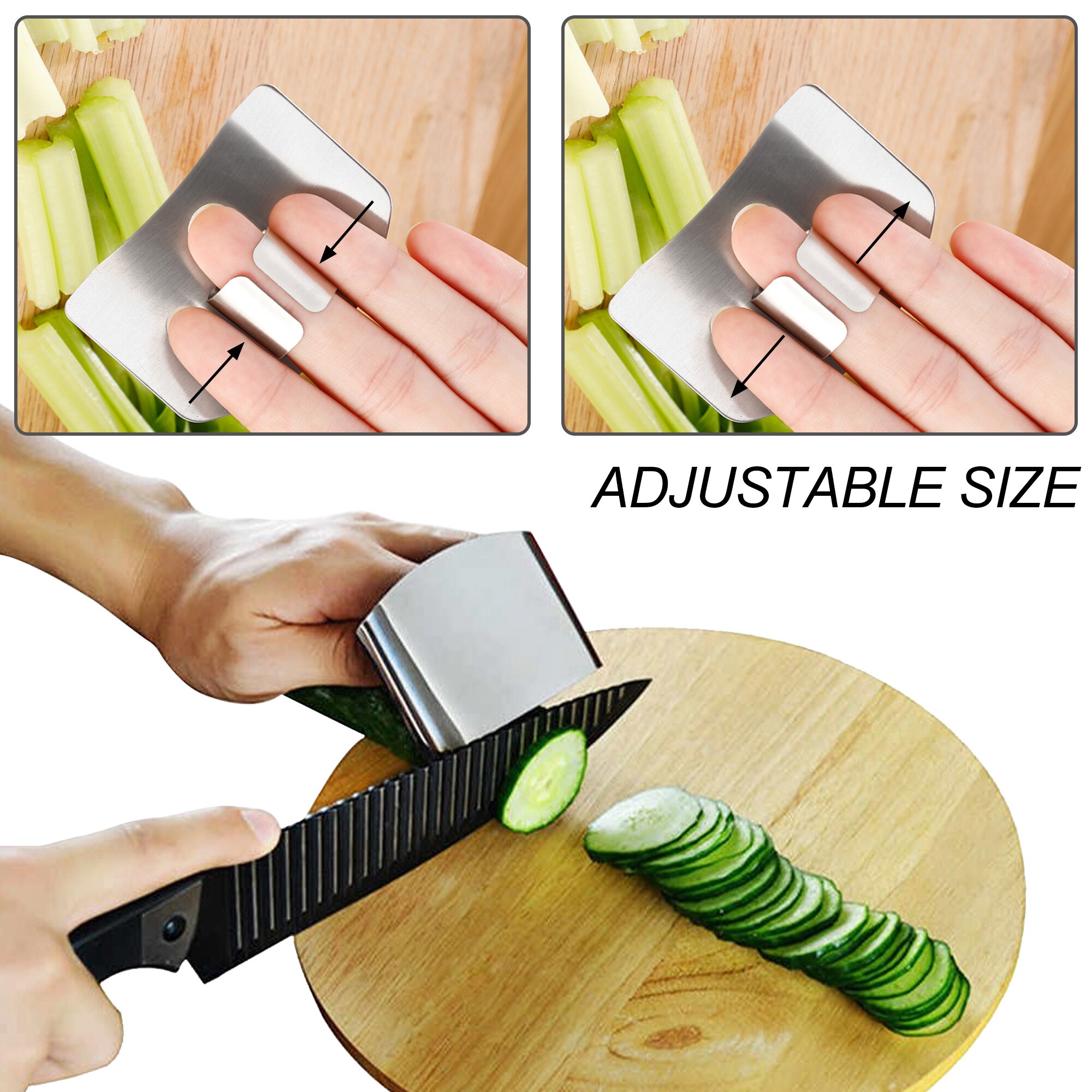 Kitchen Tool 9 Pcs Set Stainless Steel Cutting Hand Guard Adjustable Peeler Handles Fruit and Food Protection Finger Utensils