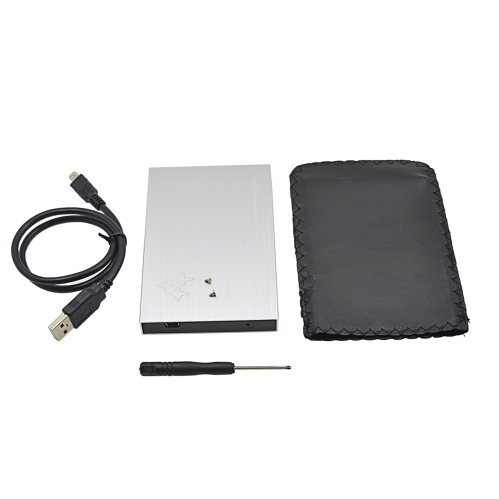 Silver Container For Hard Disk SATA to USB2.0 2.5 External Hard Disk Driver Adapter 1TB 500GB SSD HDD Case Enclosure Box Optibay