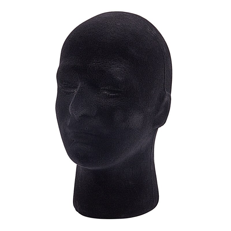 BMBY-3X Male Styrofoam Foam Mannequin Manikin Head Model Wigs Glasses Cap Display Stand Black