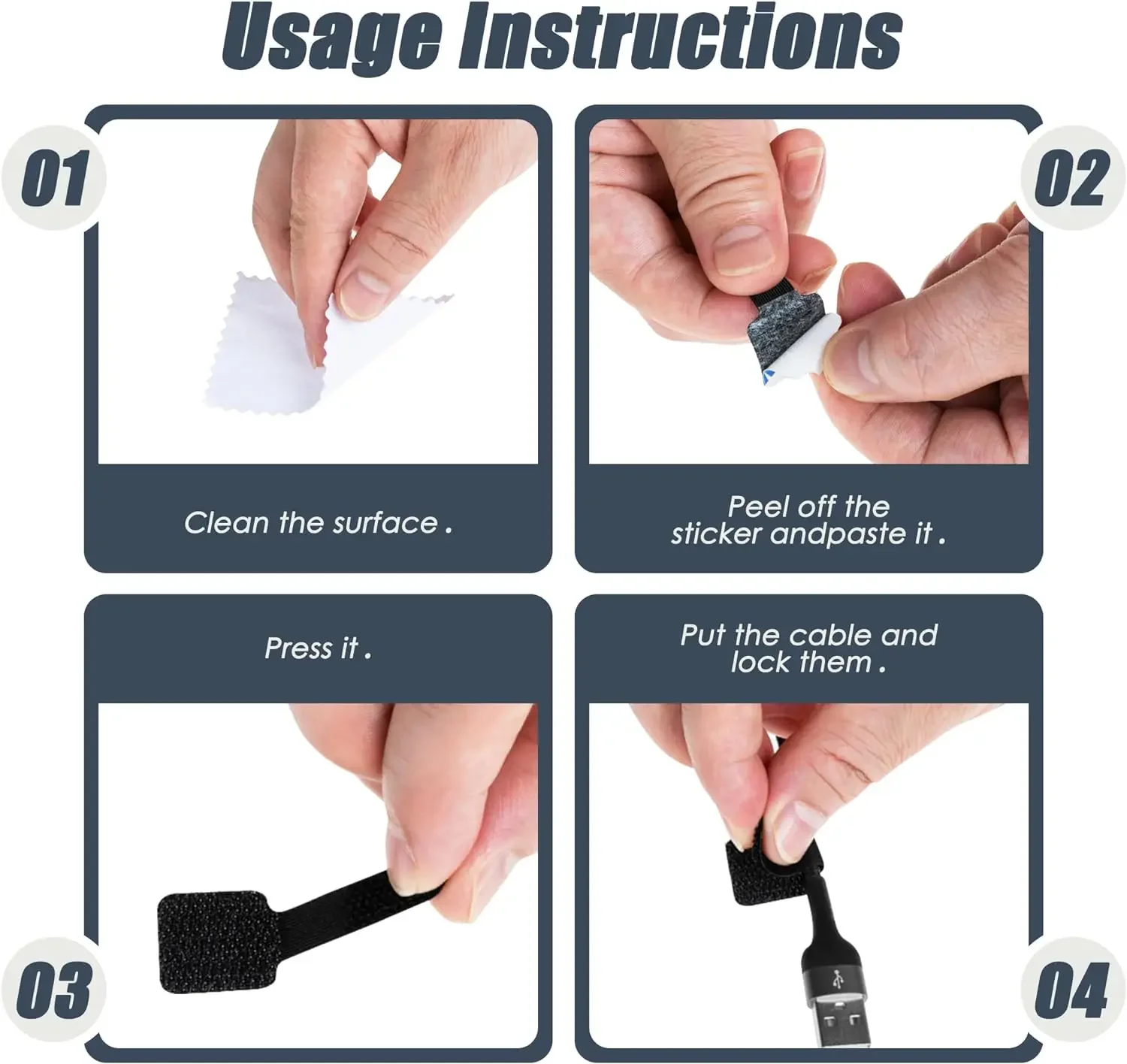 Reusable Cable Ties Velcro Ties Self-Adhesive Power Cord Cable Holder Adjustable Cord Storage Desktop Organiser Manager