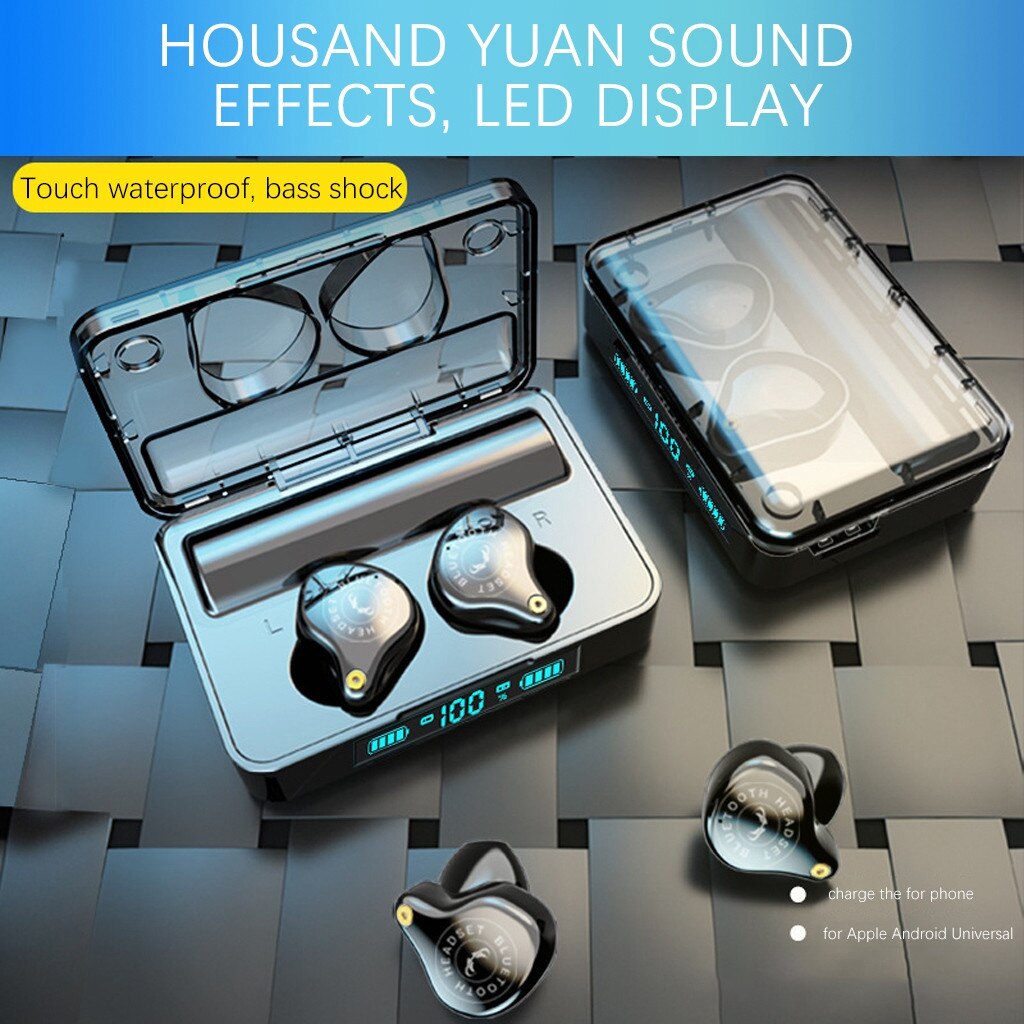 50 # draadloze Oordopjes Oortelefoon BT5.0 Draadloze Case Binaural Stereo Oordopjes Met Opladen box Met Power LED Display Headset
