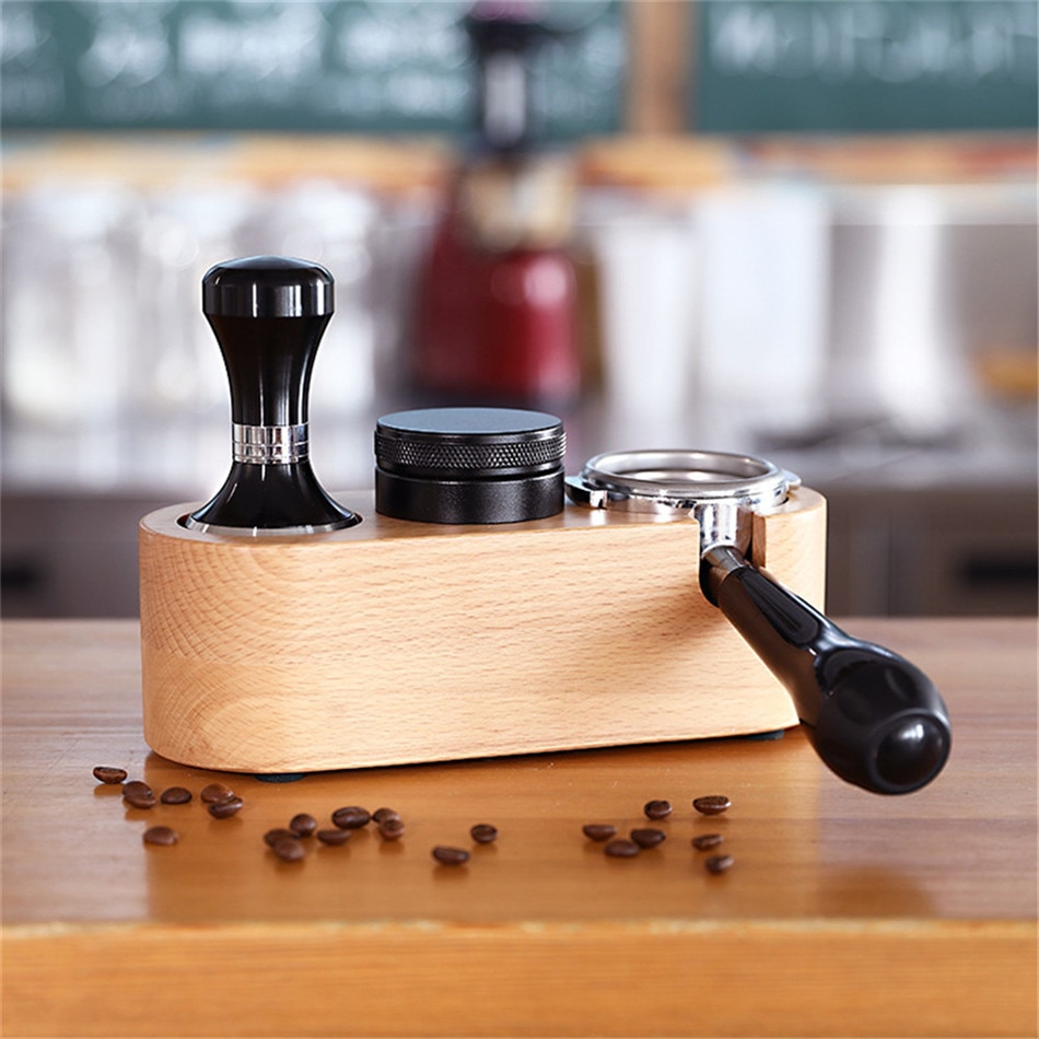 4Yang Herbruikbare Barista Hout Koffie Tamper Houder Espresso Stand Base Maker Accessoires Koffie Sets