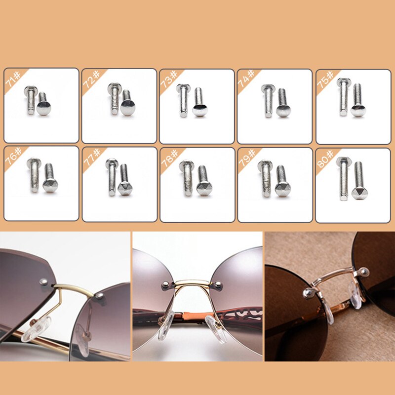 Brillen Sonnenbrille Reparatur Bausatz Mit Schrauben Pinzette Schraubendreher sehr klein Mini Schrauben Muttern Sortiment Gläser Reparatur Nase Pads