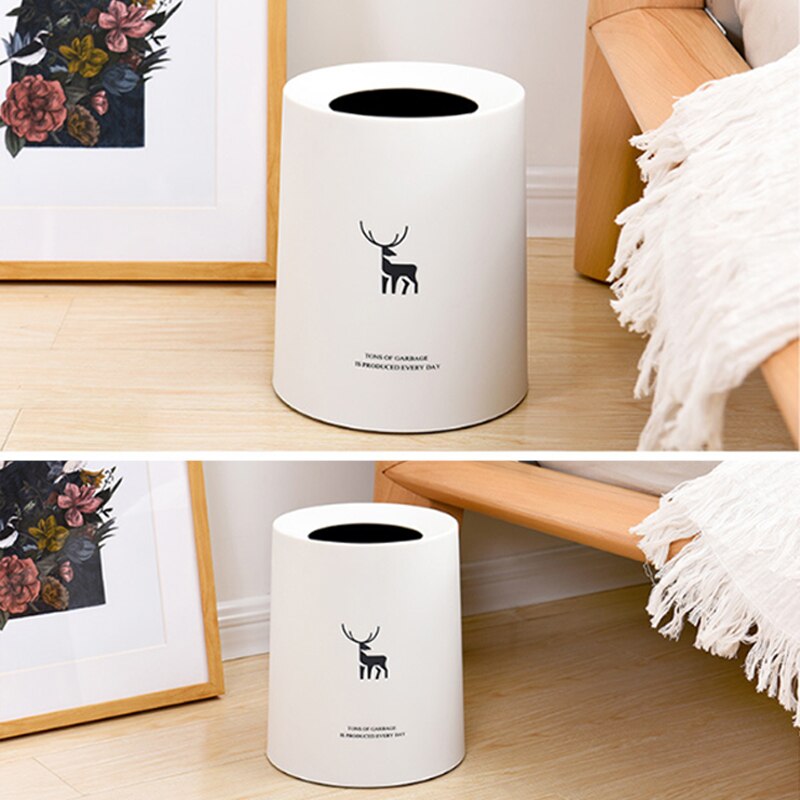 Plastic Trash Can Bathroom Waste Bin Toilet Dustbin Garbage Bin Double-layer Recycling Bucket Garbage Bin