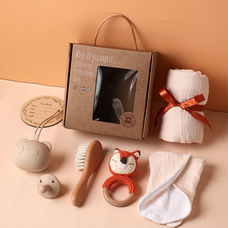 Lassen sie Machen 1einstellen Baby Zeug Schlecht Handtuch Baumwolle Decke Pinsel Produkte Für freundlicher Spielzeug Häkeln Rassel Kasten Weihnachten präsentieren: Braun