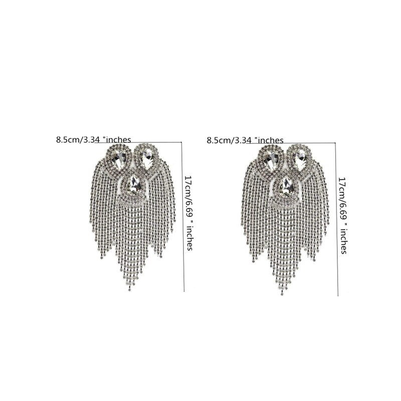 Crystal Motieven Fringe Tassel Steentjes Applique Voor Schouder Versierd Craft Kralen Diamond Water Patches Badge: 2pcs silver