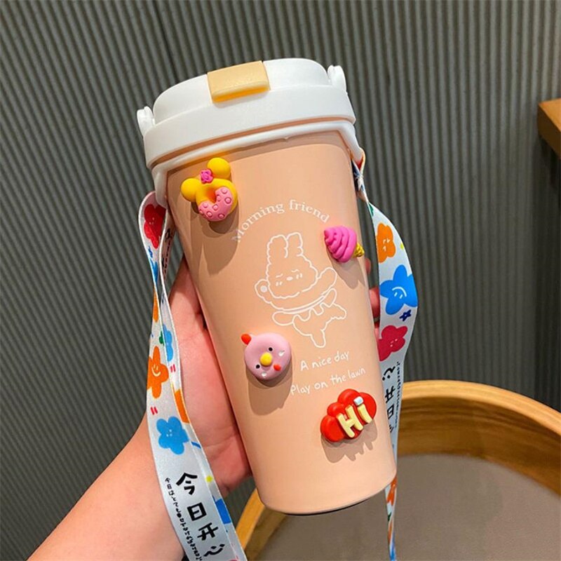 High-End Zakelijke Koffie Cup 304 Rvs Thermos Beker 500Ml Anti-Val Milieuvriendelijke Drinkware Mannen Vrouwen stro Type J318: 7