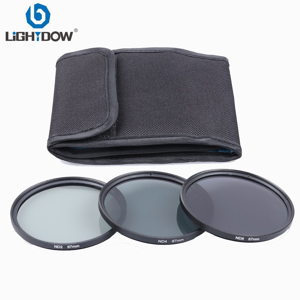 Lightdow 3 in 1 Grijs ND2 ND4 ND8 Lens Filter Kit Set 49mm 52mm 55mm 58mm 62mm 67mm 72mm 77mm voor Canon Nikon Sony Pentax Camera