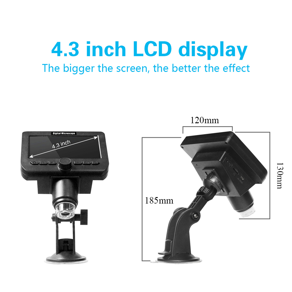 2.0MP 1000X USB Digital Electronic Microscope 4.3"LCD Display Wireless Wifi Video microscope for Android ios