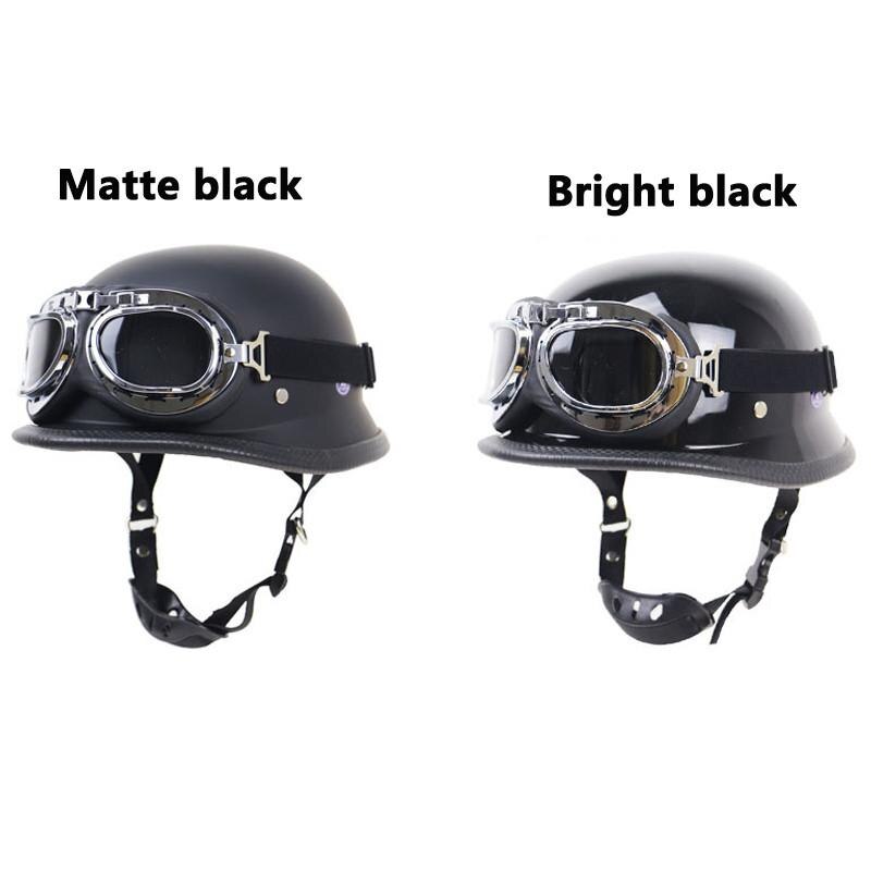 Motorhelm Duitse Lederen Vintage Casco Moto Motorfiets Open Gezicht Retro Half Helm Chopper Biker Piloot Dot Size S-XXL