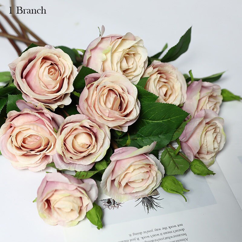yumai 1pc 60cm Fall Silk Rose Artificial Flower Branch 2 Head with Bud Peony for Wedding party Home Decoration Faux Flowers: Light purple 1 PC