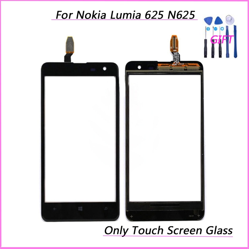 Per Nokia Lumia 625 N625 RM-941 RM-943 di Tocco di Vetro Anteriore in Vetro Digitizer Pannello di Sostituzione Del Sensore Parti (Senza Lcd)