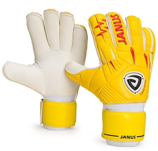 Janus Roll Finger Goalkeeper Gloves Goalie Keeper GK Gloves with Removable Finger Save Protection Size 7 8 9 10 Yellow Red: Yellow White / Size 10