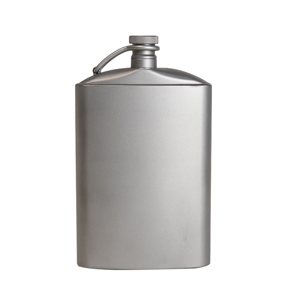 Flacon plat d&#39;hydratation ultraléger avec entonnoir Ti, flacon de vin en titane, avec bouchon à vis, pour randonnée en plein air: 260ML