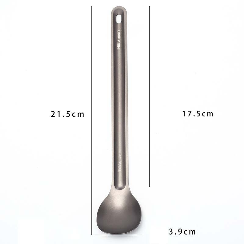 1pc titanium ske lang håndtag ske udendørs camping bordservice