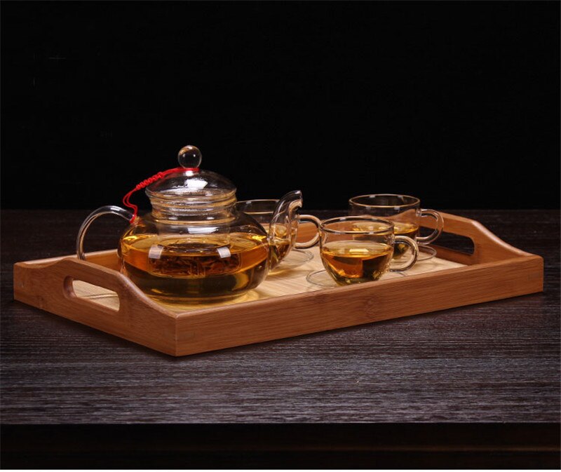 XMT-HOME Rectangle tea table wooden solid wood serving tea tray bamboo tea tray desk