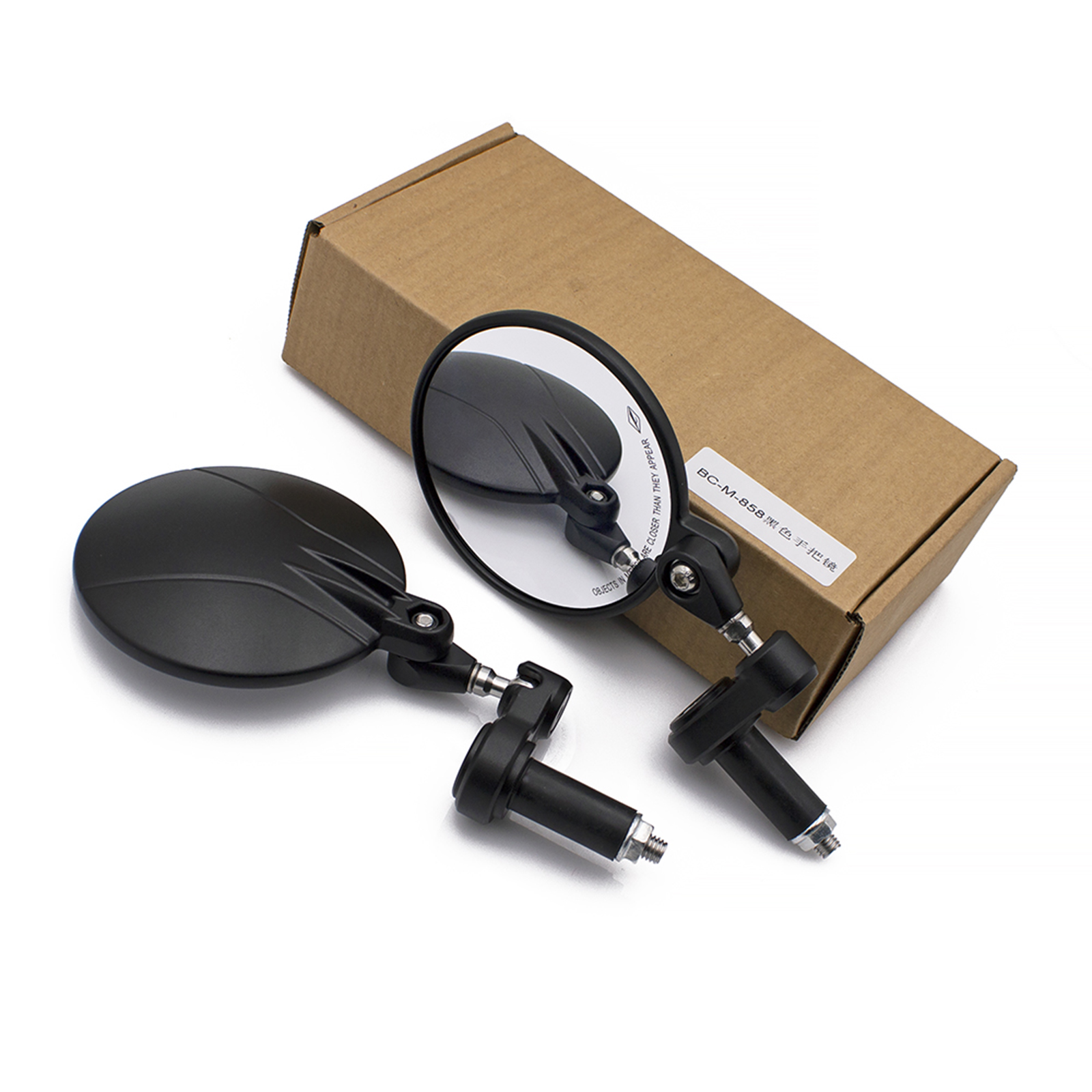 Universele 7/8 "Motorfiets Zwarte Ronde Handgreep Spiegel Aluminium Zwart Opvouwbare Handgreep Uiteinde Achteruitkijkspiegels