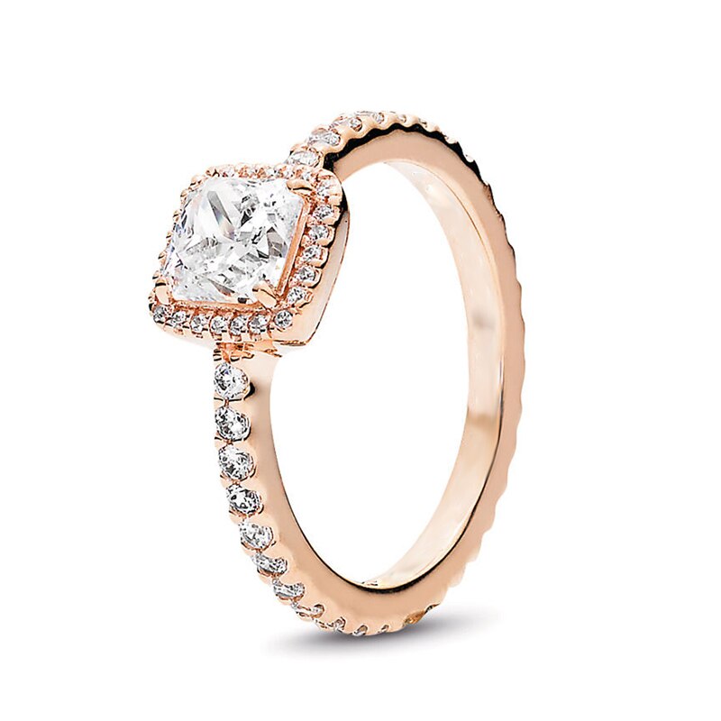 Rose Gold Color Ring Sparkling Bow Knot Stackable Fine Ring Micro Pave Clear CZ for Women Wife Couple Jewelry