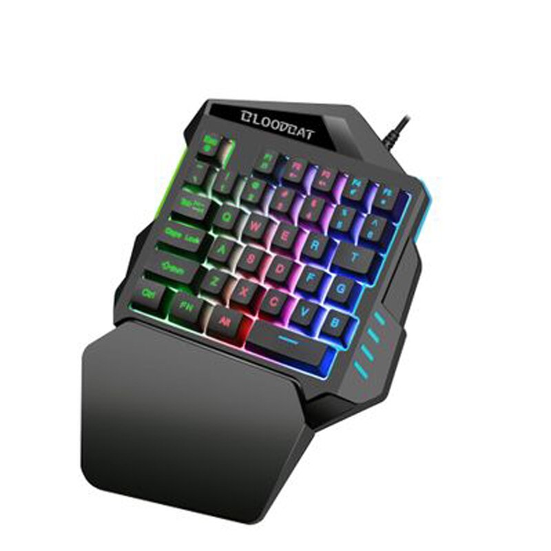 G94 USB Wired Single keyboard 35 keys keypad G18 6400DPI Mouse Combos One Handedly for Smart Mobile phone 7 Colors LED Backlight