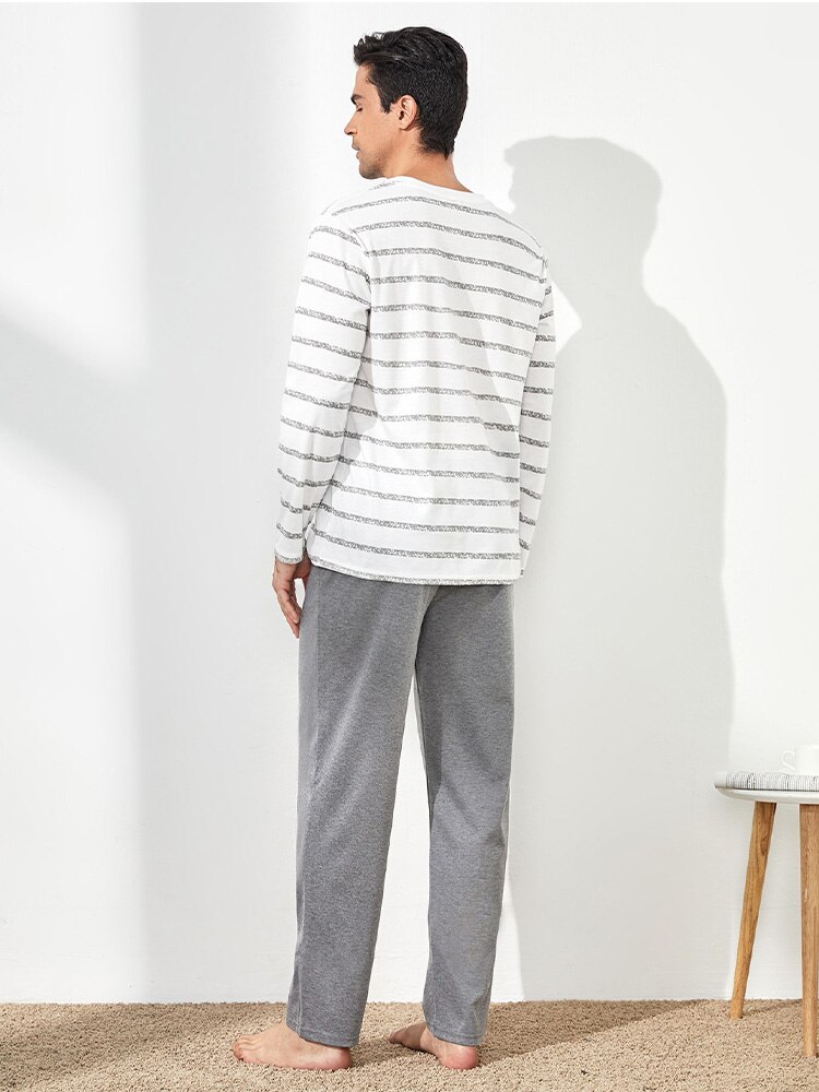 Freizeit Männer Pyjama langarm Männlichen Schlafanzug einstellen Männer Nachtwäsche Anzug lässig Unteren Kleidung Nachtwäsche Loungewear Homewear Kleidung
