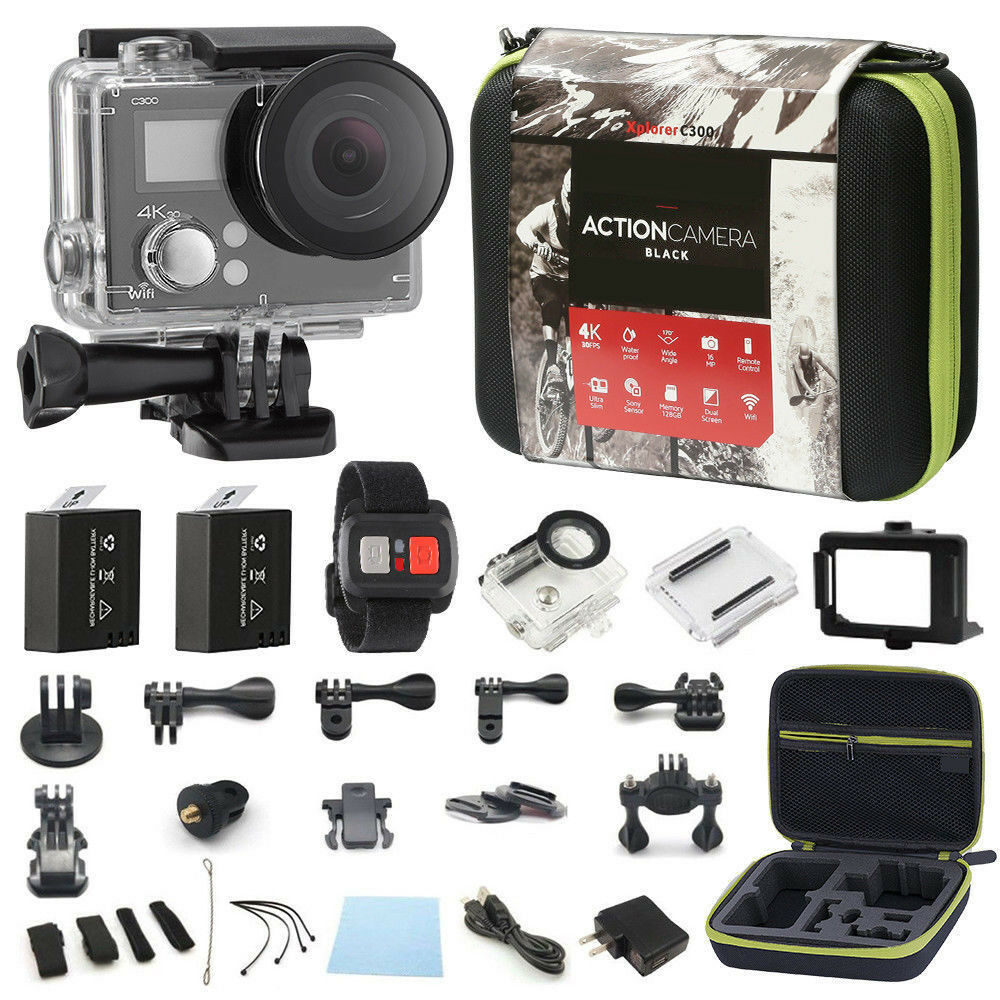 4K Action Camera Dual Screen Ultra HD 16MP Camcorder Sports Cam Camera 4k+ Remote + Accessory Bundle