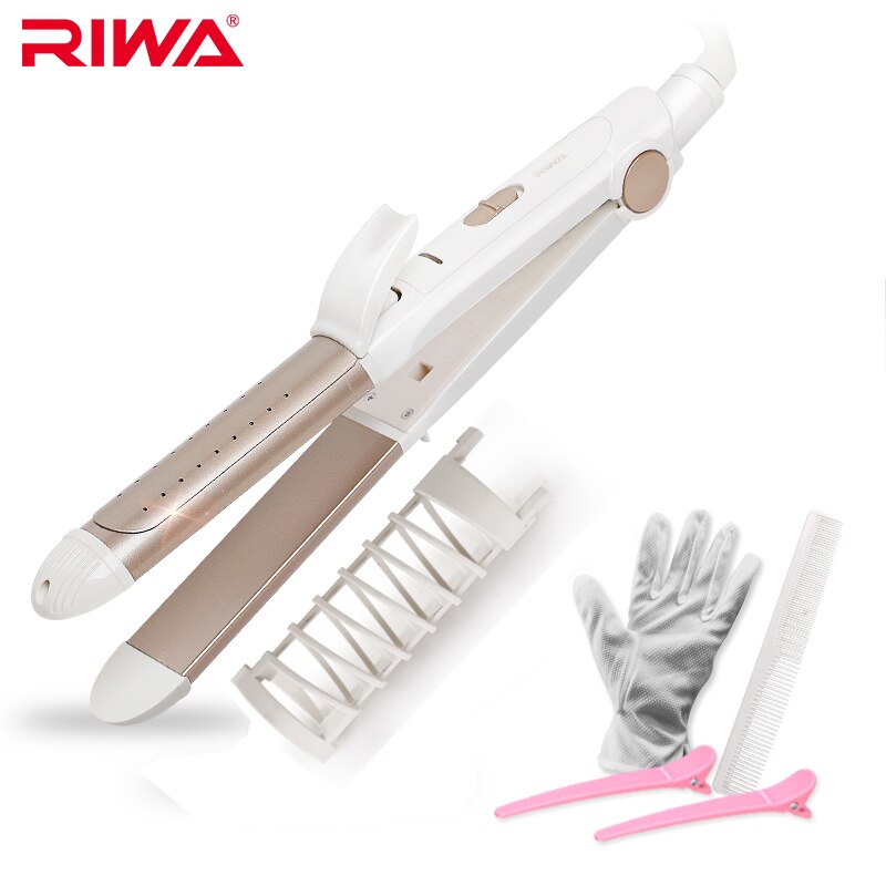 RIWA Curler Hair Straightener 2 In 1 Styler Curling Iron Wet and Dry Curling Tongs For Hair RB-950