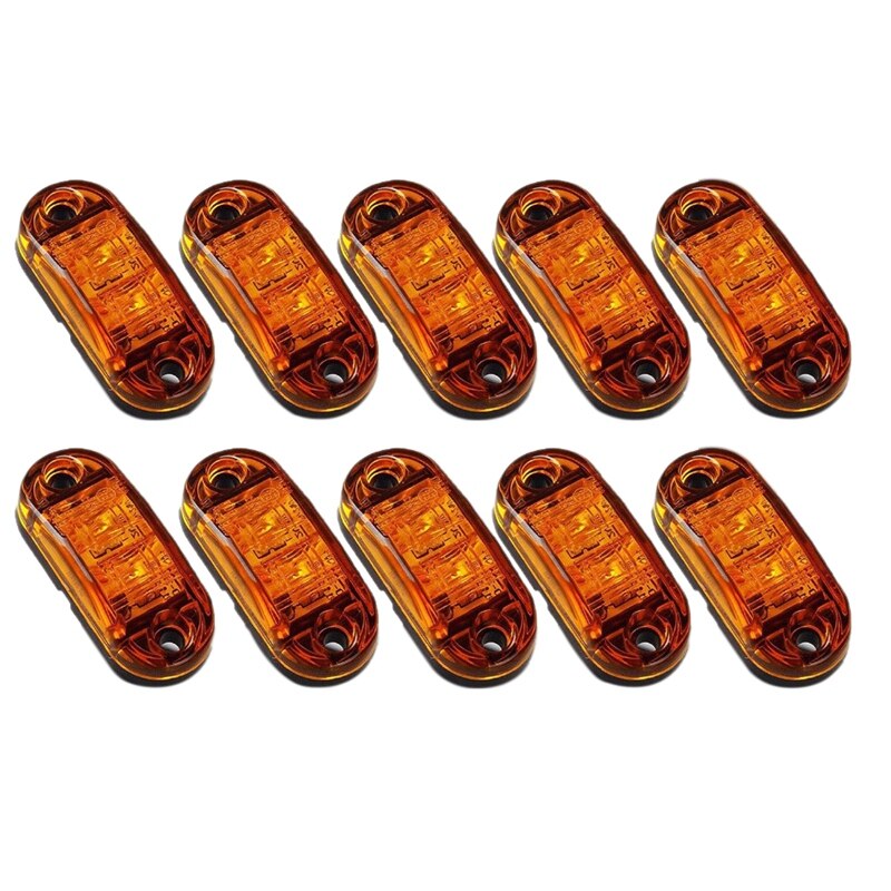 10X LED 2.5Inch 2 Diode Light Oval Clearance Trailer Truck Side Marker Lamp