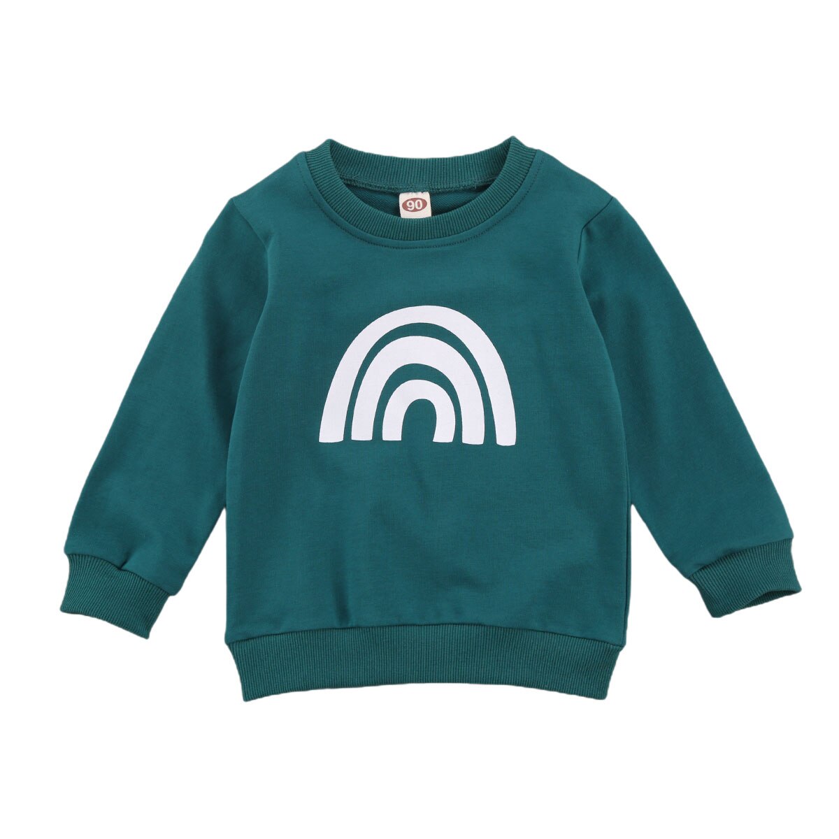 2-6Years Kid Meisje Katoenen Cartoon Regenboog Lange Mouw Kant T-shirt Top Sweatershirt Kleding: A / 6