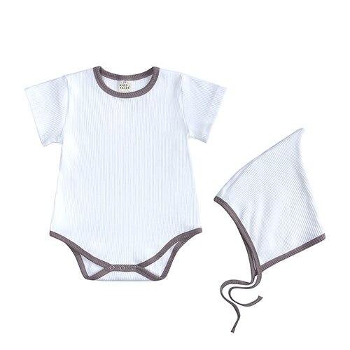 PQ227 Newborn Cotton Boy Rompers Baby Boys One Piece With hood Baby Boy Girl Short Sleeve Solid Jumpsuits Infant Toddler Outfit: 3 / 12m
