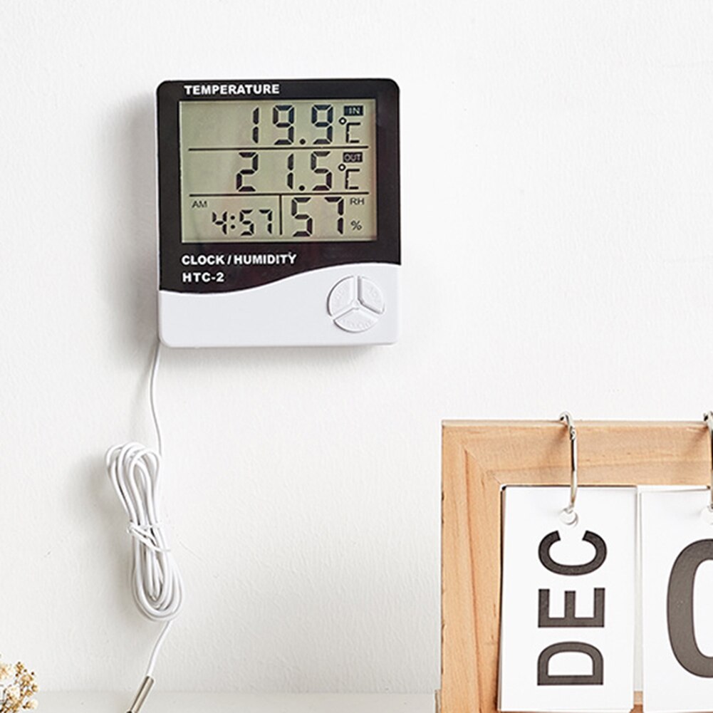 Digitale Thermo Hygrometer Temperatur Sensor Feuchtigkeit Meter Dual-Sonde Elektronische Thermometer Messgerät Zimmer nasser Bahnhof Uhr