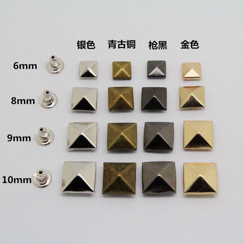 200 set Mix Color Pyramid Studs Rivet Nailhead Spike Square Leather Craft DIY Rock Punk