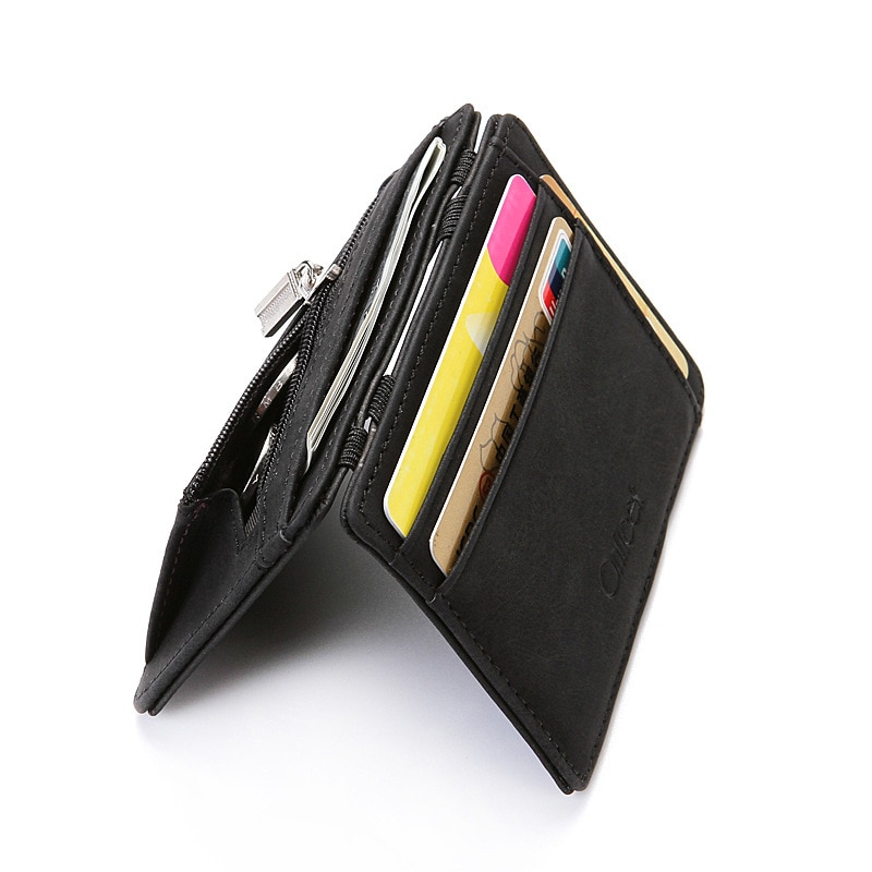 Frosted Magic Wallet Casual Geen Rits PU Leer Organisator Portefeuilles Mens Meerdere Kaart Positie Portemonnee ZF9826