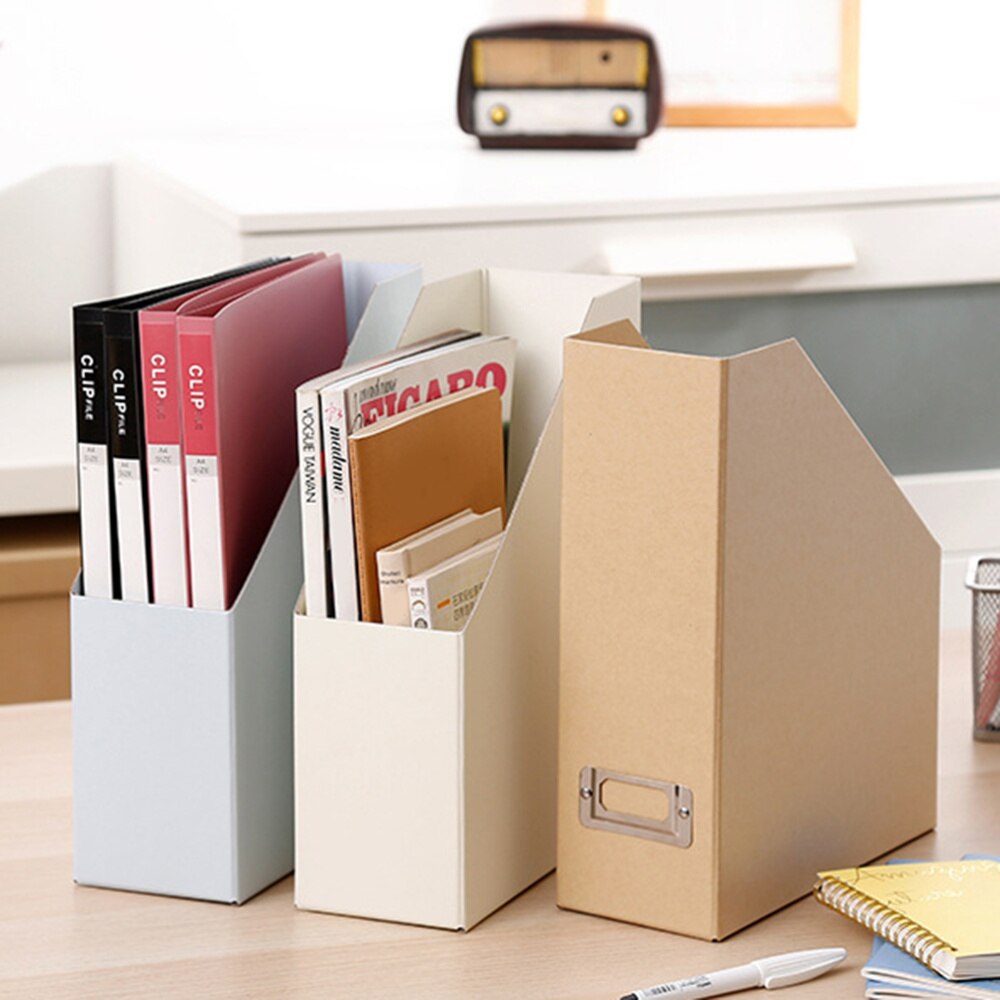 1pc Magazine archivador organizador de escritorio Kraft soporte de archivos en papel archivador de documentos de archivo caja de suministros de oficina: Picture 1