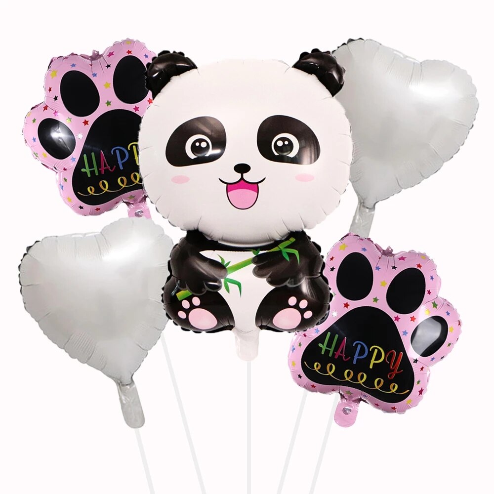 6Pcs Dieren Thema Cartoon Ballonnen Panda Folie Helium Panda Poot En Ster Hart Ballons Verjaardag Baby Shower Decoratie Kids speelgoed: Style1