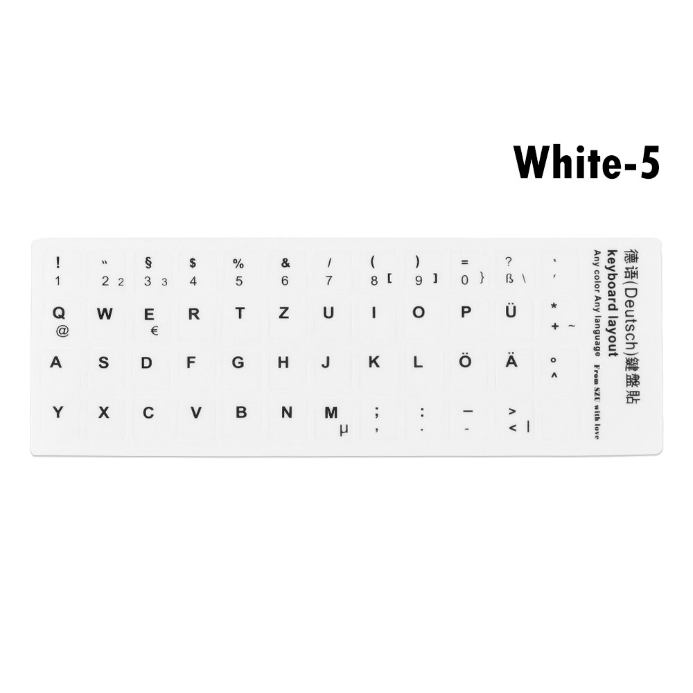 Replacement Waterproof Laptop Keyboard Stickers Spanish/English/Russian/Deutsch/Arabic/Italian/Japanese Keyboard Layout: White	Deutsch