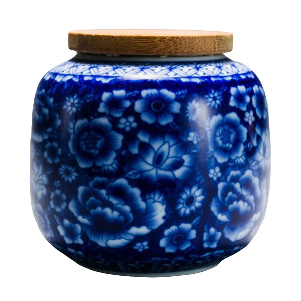 230ML Ceramic Tea Canister Sealing Tea Pot Storage Tank Tea Storage Pot: Blue 