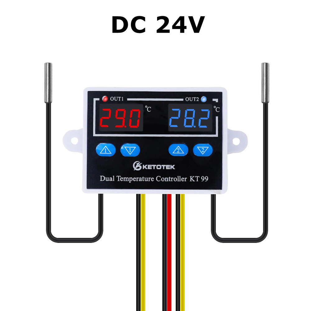KT99 Dual Digital Thermostat Thermometer Temperatur Regler -50 ~ 120 °C Heizung Kühlung 12V 24V 110V 220V: 24V DC