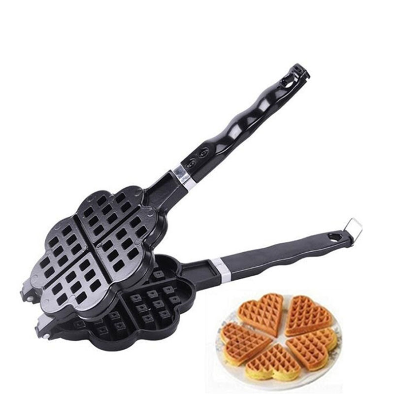 Diy Hartvormige Ei Wafel Cakevorm Bladerdeeg Pan Mold Anti-aanbak Dubbele Side Koekjes Muffin Mould Pot Bakvormen Bakken Tools