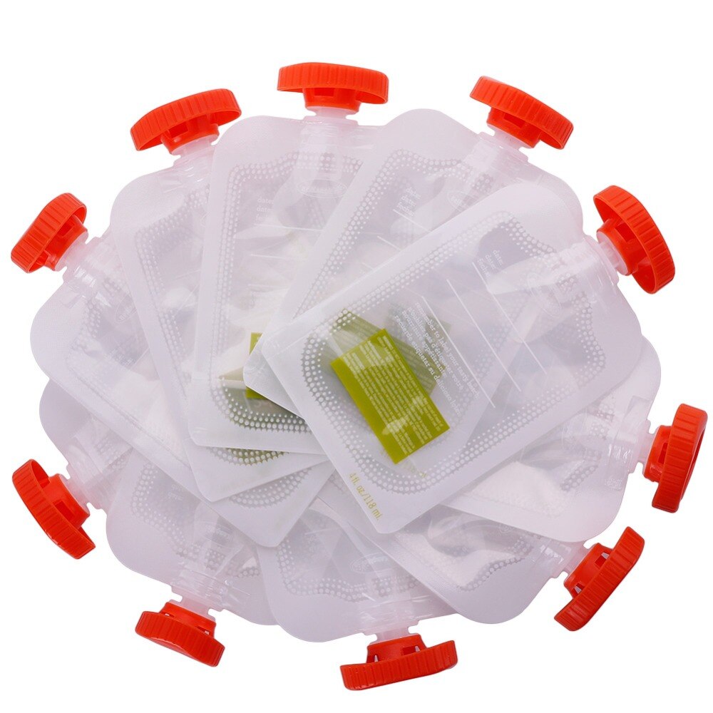 10pcs Single Use Food Pouch Packaging Squeeze Pouch Plastic Smoothie Squeeze Bags Refillable Fresh Storage Bag With Lid #281643