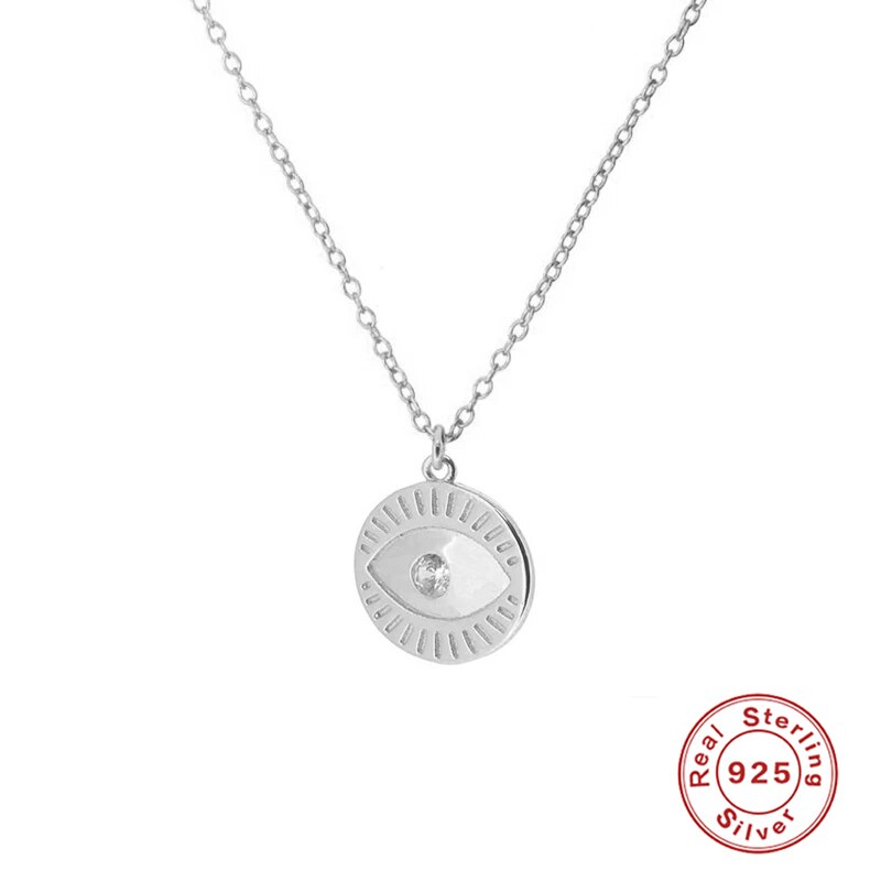 Mary fine jewelry 925 zilveren sterling ketting met zirkonia ooghanger, ketting voor dames, dames, collier, collier, vrouwelijk