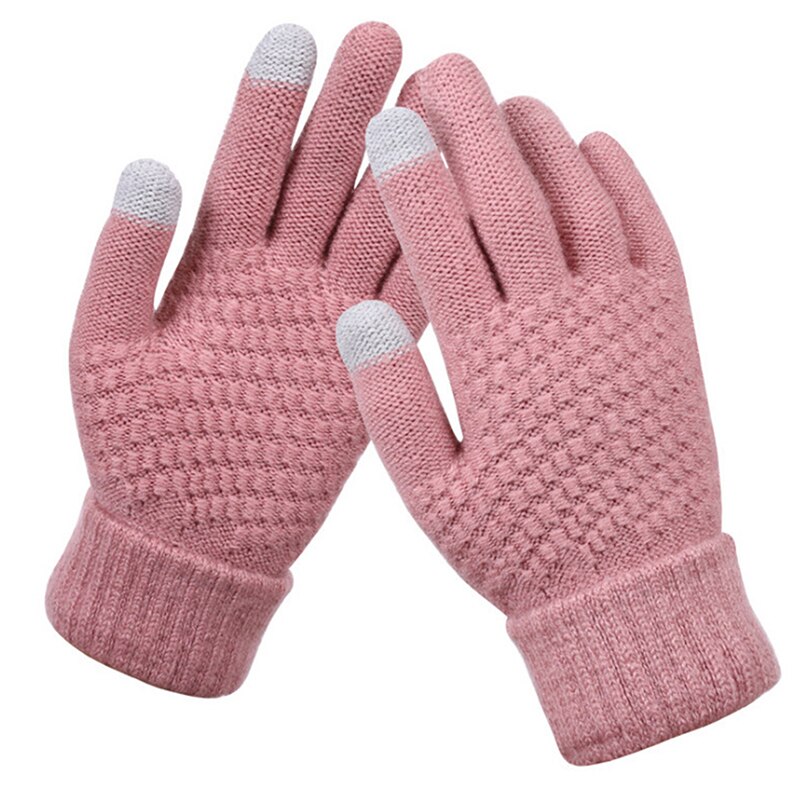 Guantes de punto de Cachemira para mujer, guantes de Jacquard con pantalla táctil, cálidos, de esquí, guantes de peluche: 07