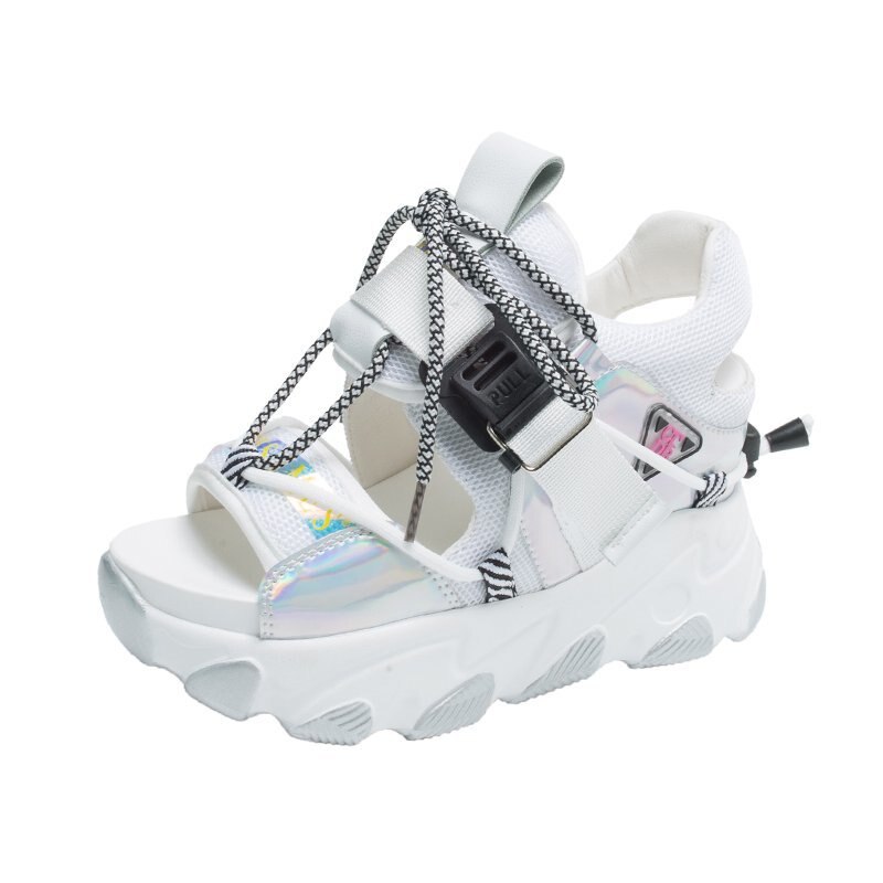 Kobiety Chunky sandały platformy 10cm Super wysokie obcasy obuwie brytyjski styl projektanci kobieta Wedge moda sandały damskie 2020
