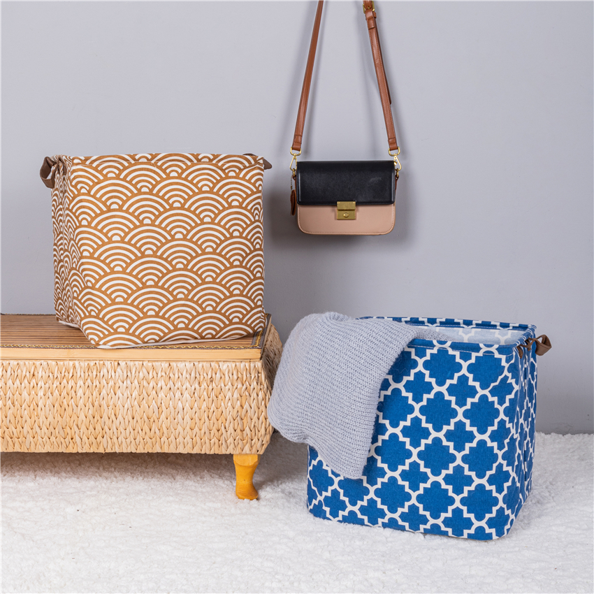 Cube Folding Cotton Linen Fabric Storage Box Clothes Toys Storage Basket For Toys Organizer Home Laundry Basket With Handle