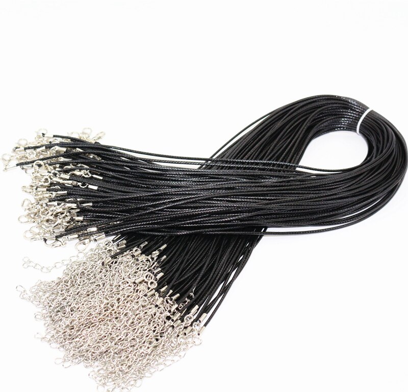 100 stks 18 ''Zwart 1.5mm Wax Koord Ketting Koord Voor DIY Ambachtelijke Sieraden, karabijn Black Wax Koord Kettingen