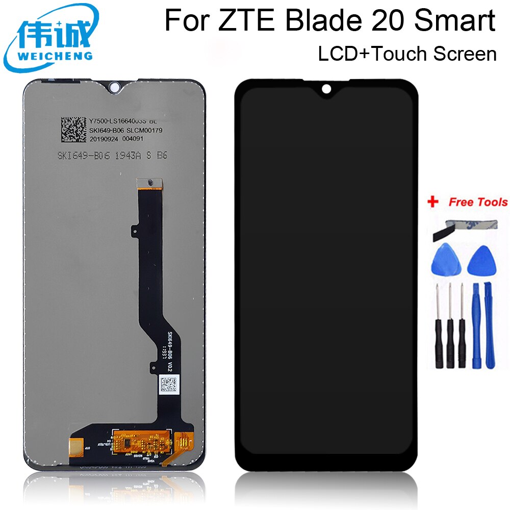 Zte blade 20:lle smart  v1050 lcd-näyttö ja kosketusnäyttö digitoijan anturikokoonpano+kehys zte 20 smart  v2050: lle