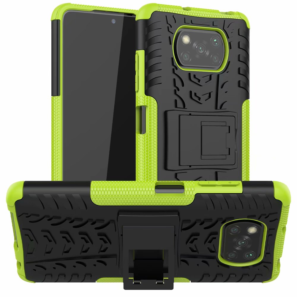 Armor telefoonhoesjes voor xiaomi poco  x3 nfc-hoesje + gehard glas, zachte pc-gel, hybride bescherming, siliconen harde hoes: Groente / Kast en temp glas