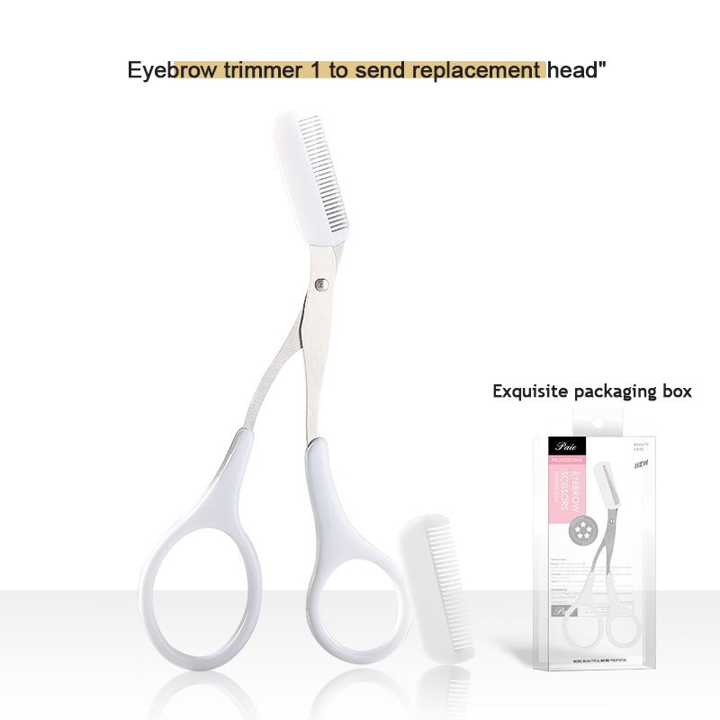 5 Kleur Wenkbrauw Trimmer Schaar Kam Wimper Clips Kam Razor Grooming Haar Mes Scheerapparaat Wenkbrauw Mode Vormgeven Make-Up gereedschap: white
