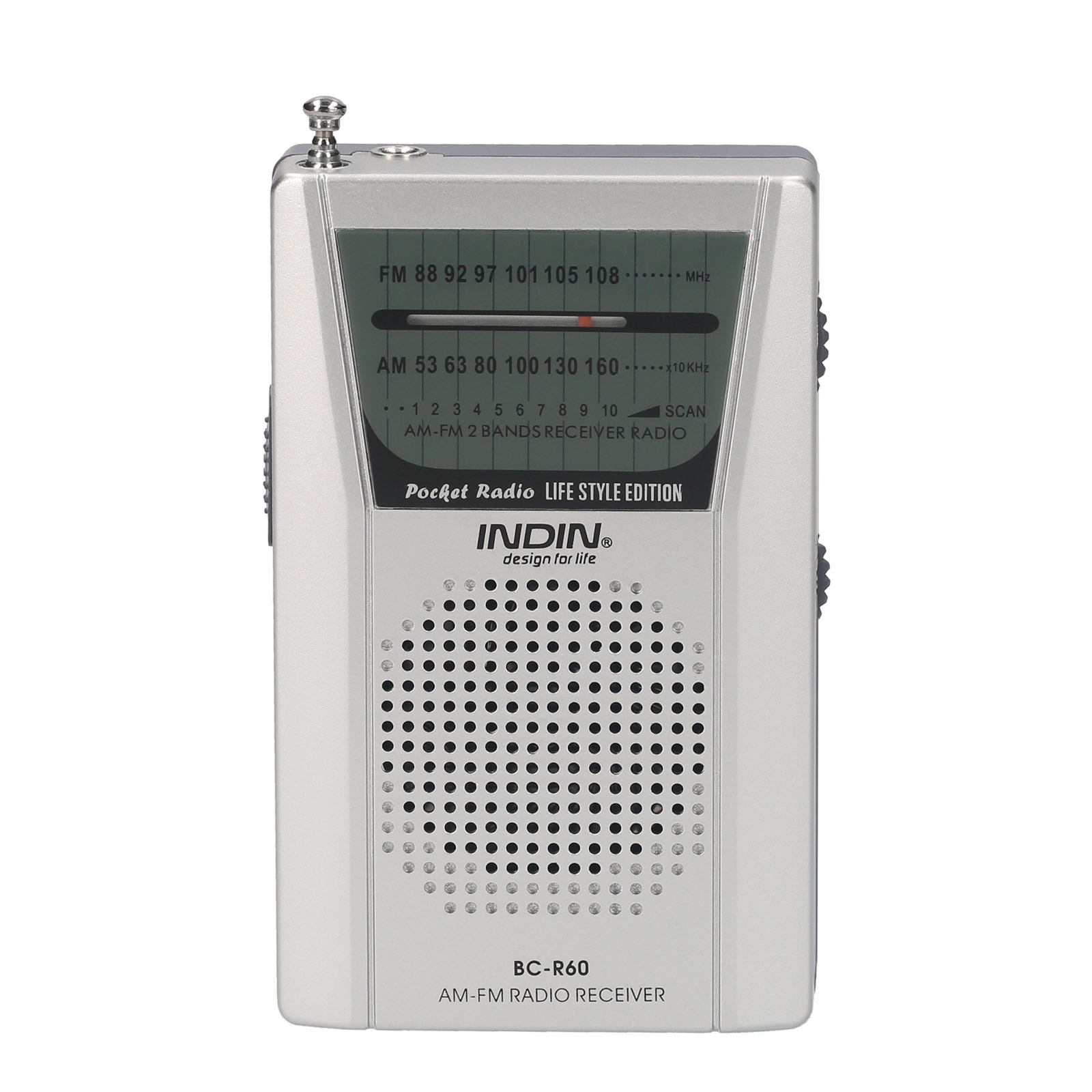 INDIN BC-R60 AM FM Portable Pocket Radio Telescopic Antenna Mini Radio Music Player Built-in Speaker for House & Outdoor: Default Title