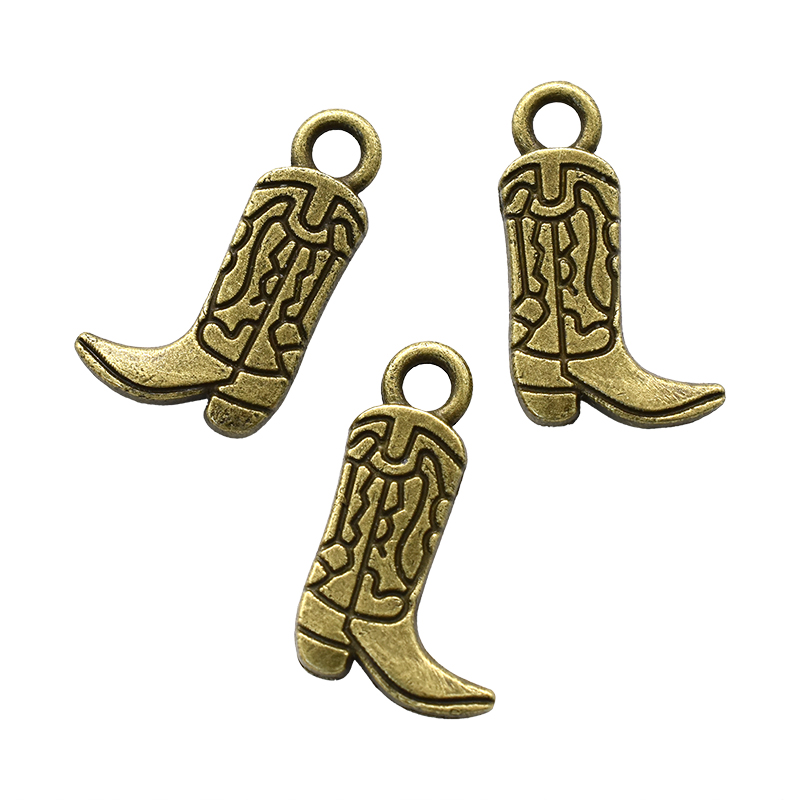 18Pcs Western Cowboy Thema Charms Lichtmetalen Metalen Paard Cowboy Boot Hoed Hanger Voor Diy Armband Ketting Oorbellen Sieraden Maken: Imitation Rhodium Plated